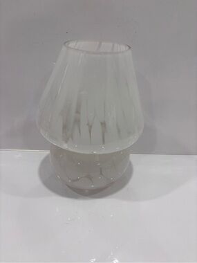 Hand Blown White Cased Art Glass Vase – Scandinavian/Murano Style – 8” Tall